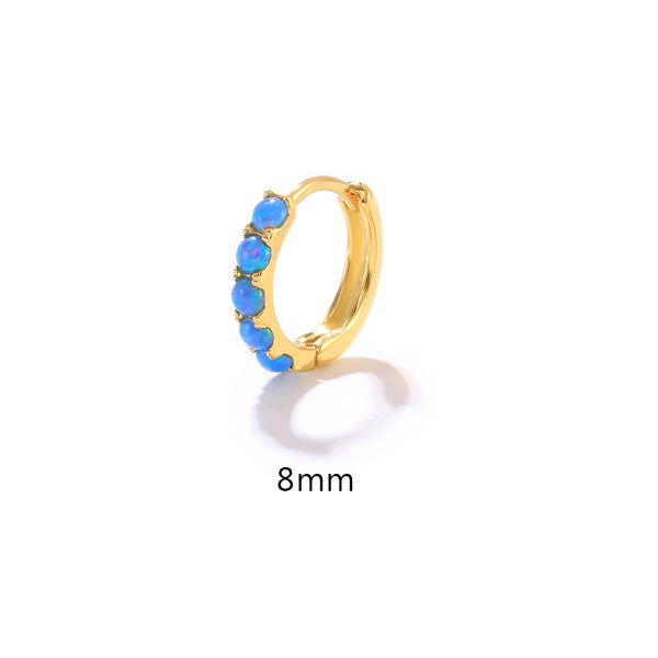 Dainty Gold Opal Hoop Earrings