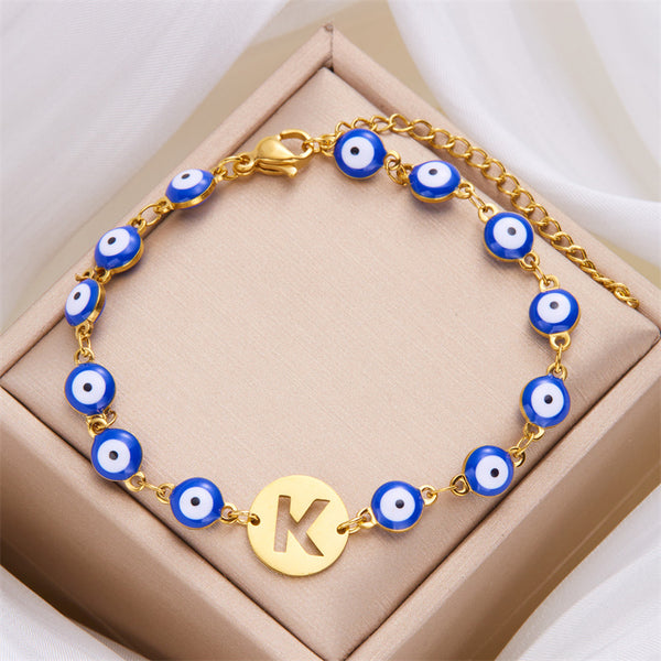 Initial LetterEvil Eye Charm Bracelet