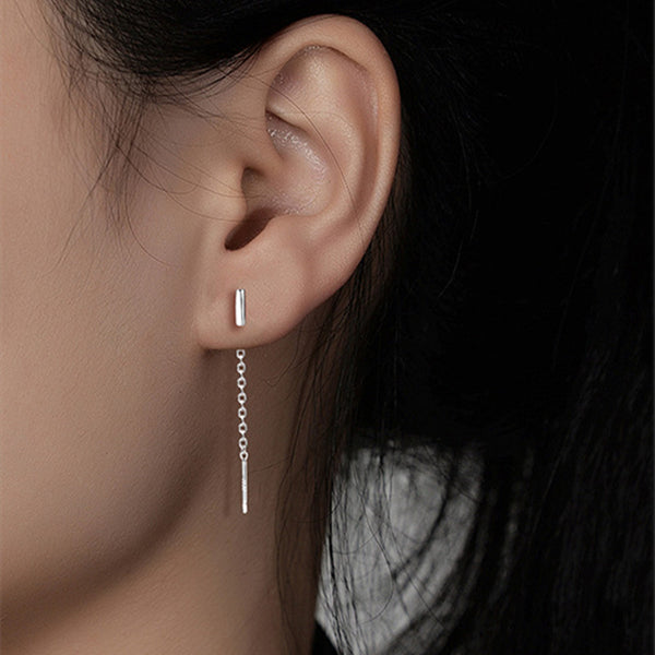 Initial Letter Drop Threader Earrings