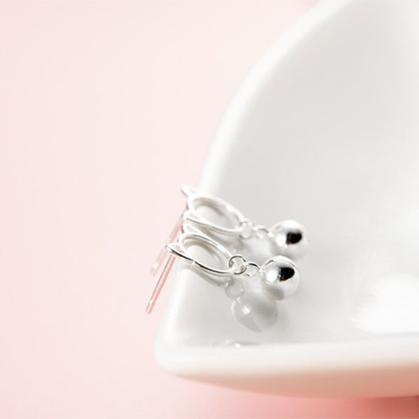 Silver Cat Bell Stud Earrings