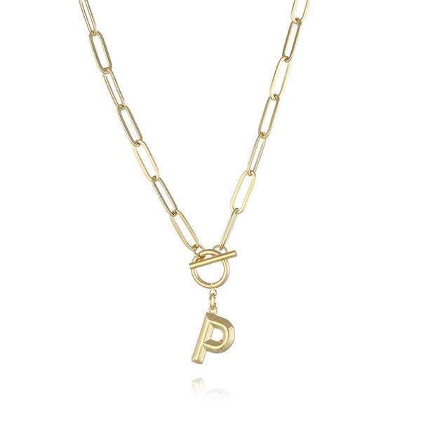 Gold Initial Letter Pendant Necklace