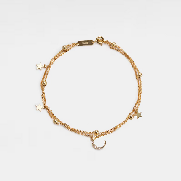 Moon Star Double Chain Bracelet