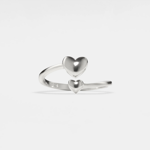 Double Heart Stacking Bypass Ring