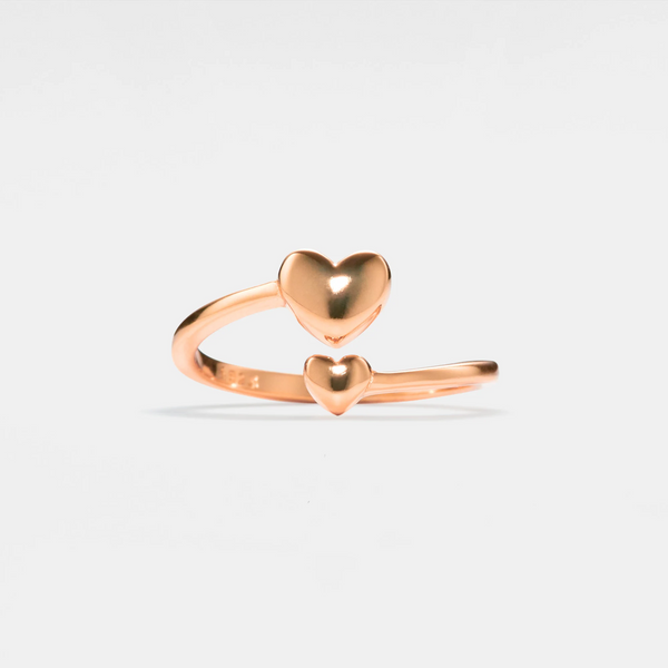 Double Heart Stacking Bypass Ring