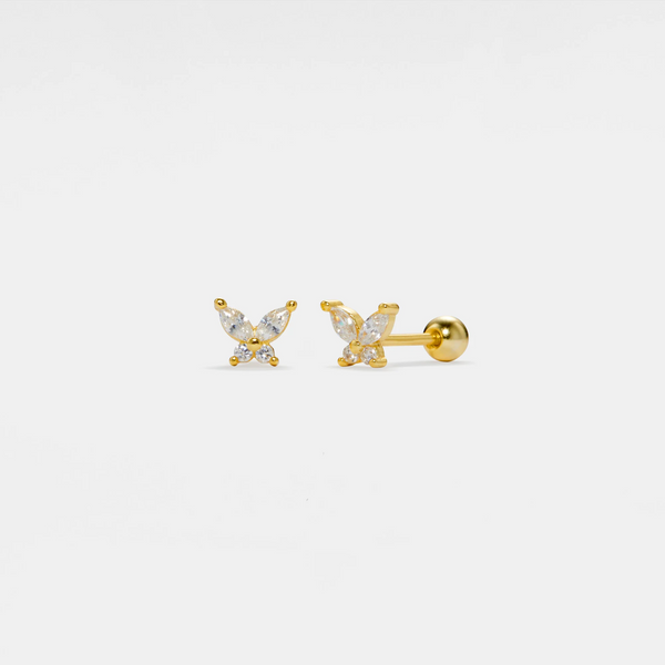 Dainty Butterfly Ball End Stud Earrings