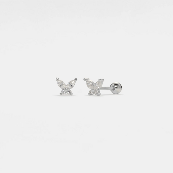 Dainty Butterfly Ball End Stud Earrings