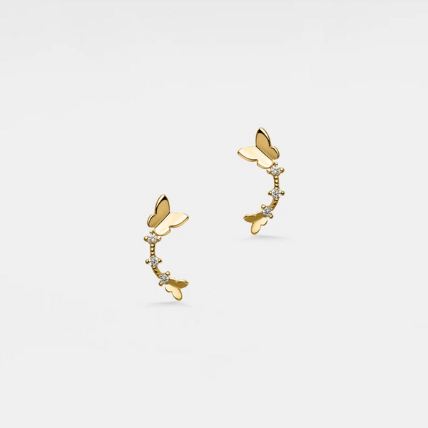 Dainty Butterfly Climber Stud Earrings