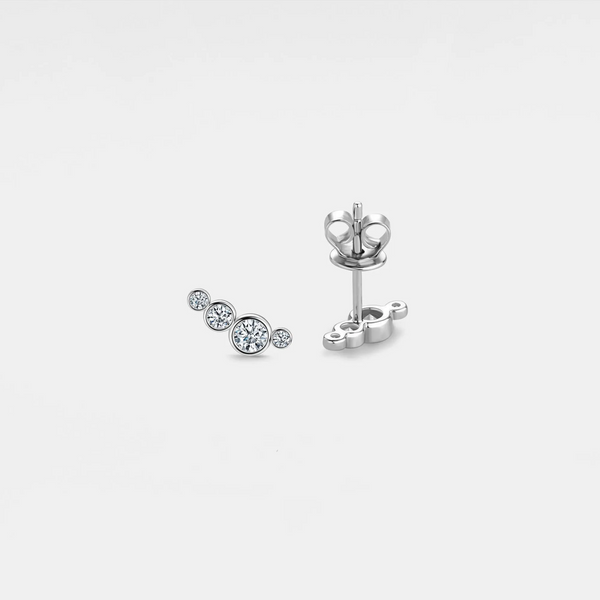 Moissanite Crawler Wedding Stud Earrings