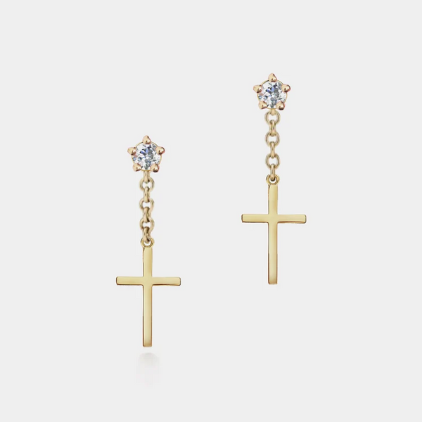 Dainty Cross Dangle Drop Earrings