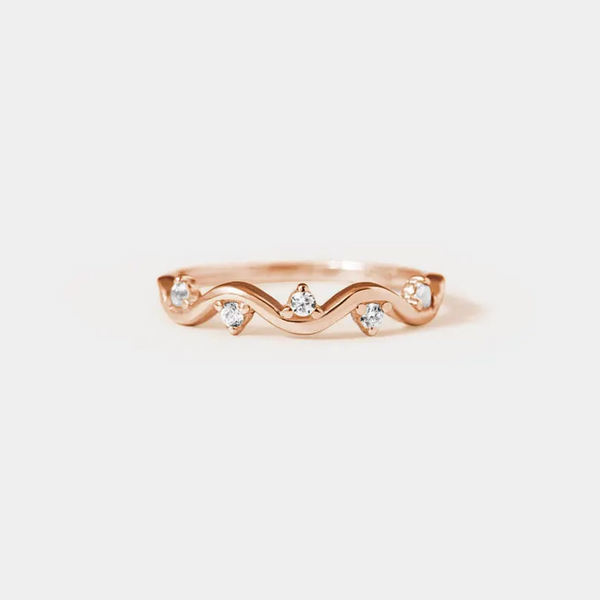 Dainty Ocean Wave Stacking Band Ring