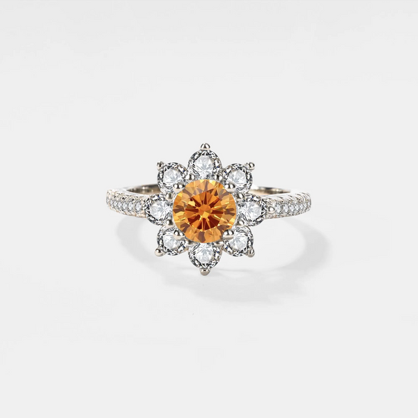 Sunflower Moissanite Engagement Ring