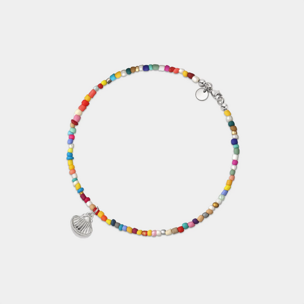 Seashell Charm Boho Rainbow Bead Anklet