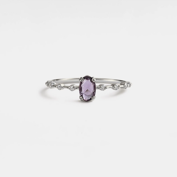 Oval Cut Natural Amethyst Ring