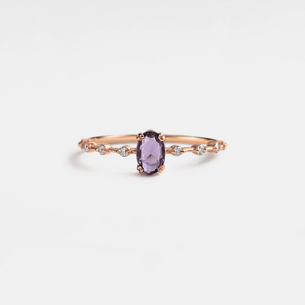 Oval Cut Natural Amethyst Ring