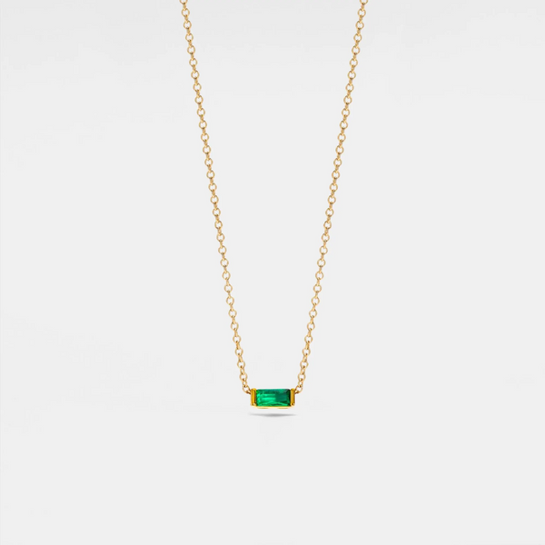 Baguette Cut Birthstone Layering Necklace