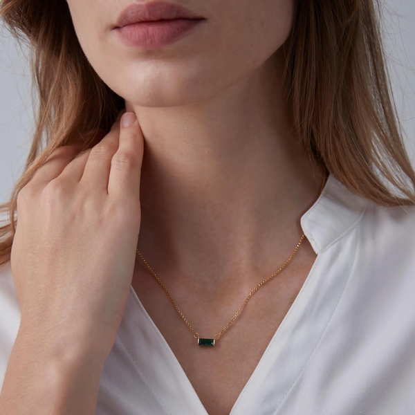 Baguette Cut Birthstone Layering Necklace