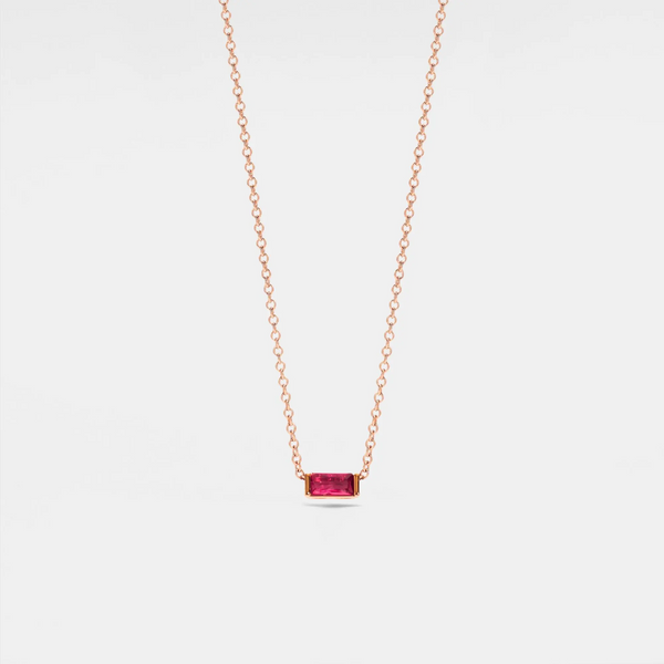 Baguette Cut Birthstone Layering Necklace