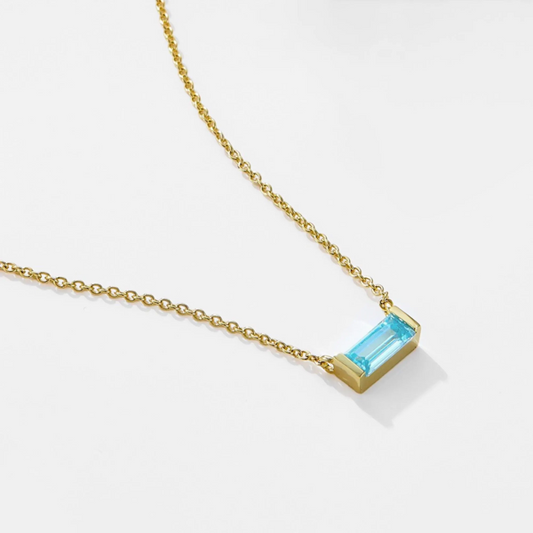 Baguette Cut Birthstone Layering Necklace