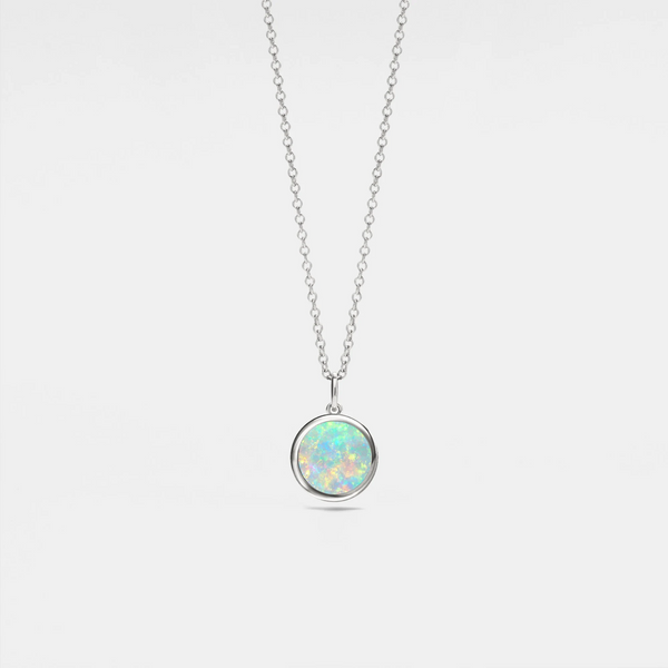 Dainty Mini Opal Photo Locket Necklace