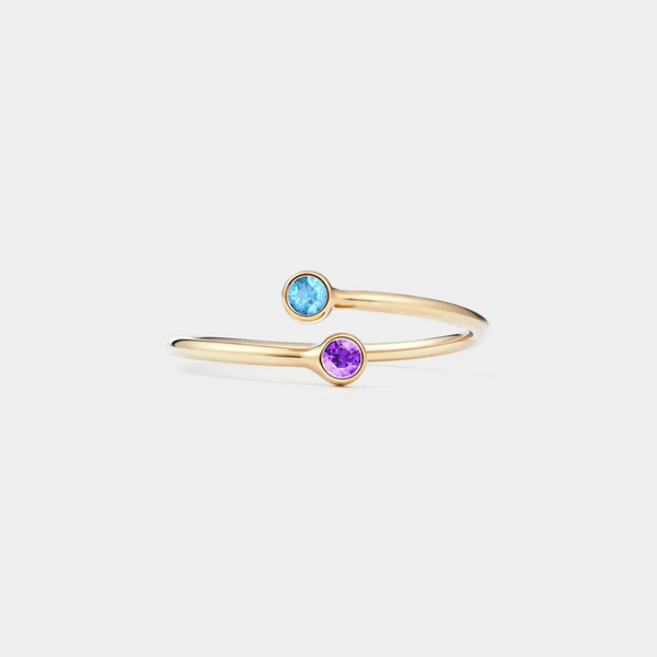 Custom Birthstone Bypass Ring