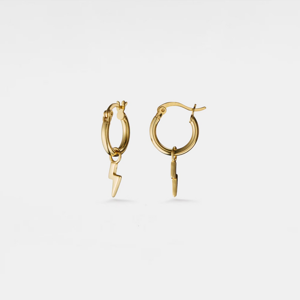 Lightning Bolt Dangle Drop Hoop Earrings