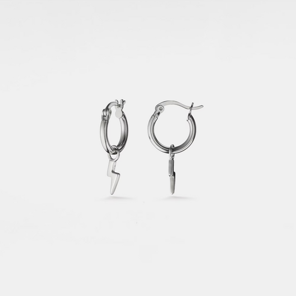 Lightning Bolt Dangle Drop Hoop Earrings