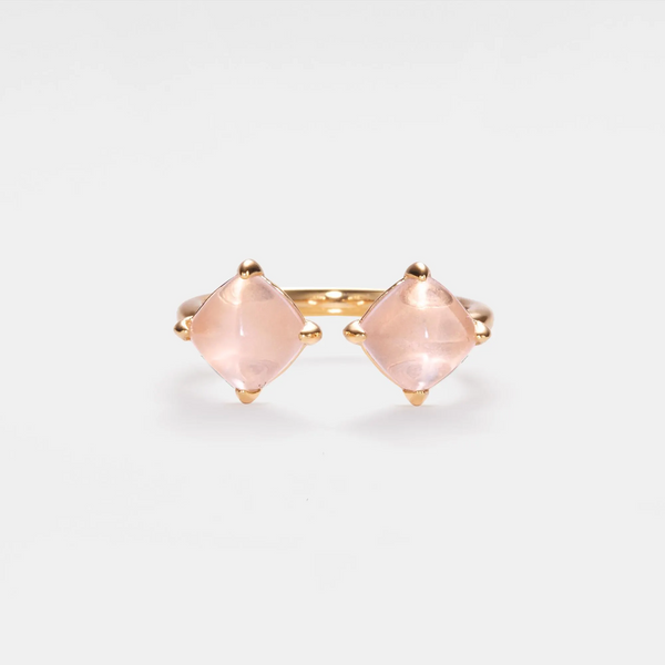 Natural Rose Quartz Statement Ring