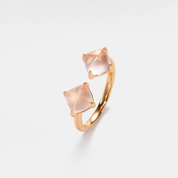 Natural Rose Quartz Statement Ring