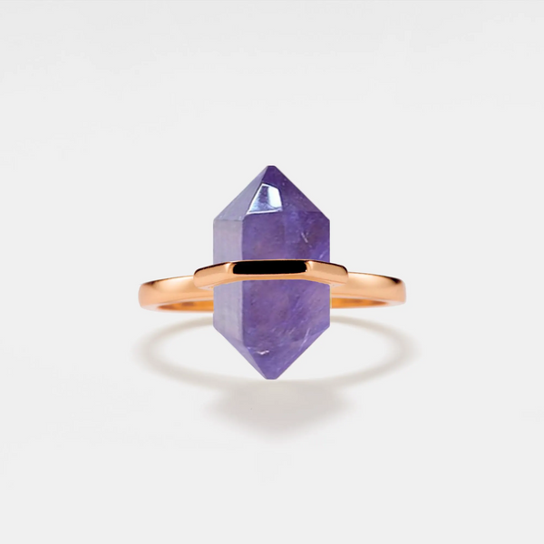 Natural Hexagon Amethyst Statement Ring