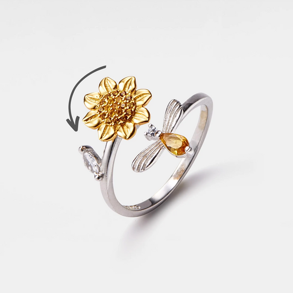 Sunflower Bee Anxiety Fidget Spinner Ring