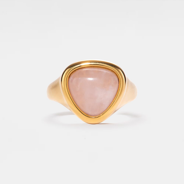 Natural Rose Quartz Statement Ring