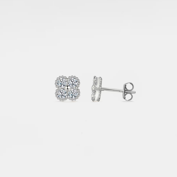 Moissanite Four Leaf Clover Stud Earrings