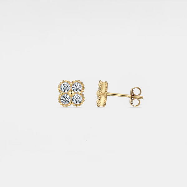 Moissanite Four Leaf Clover Stud Earrings