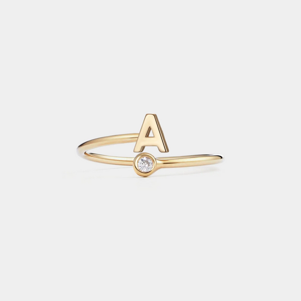 Custom Initial Letter Stacking Bypass Ring