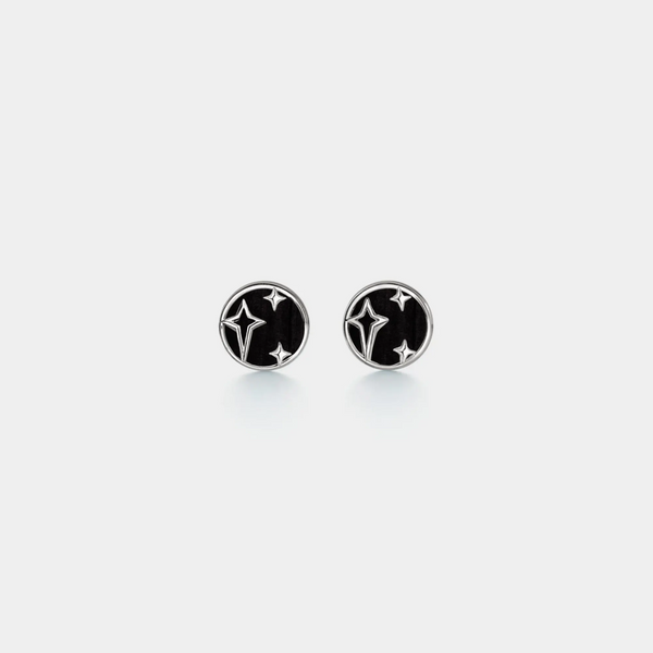 Black Agate Star Stud Earrings