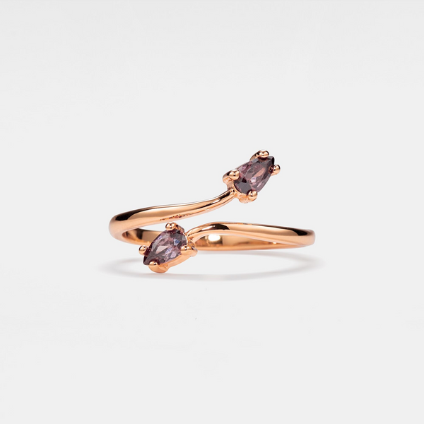 Purple Crystal Tulip Flower Ring