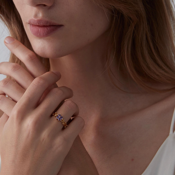 Purple Four Leaf Clover Ring