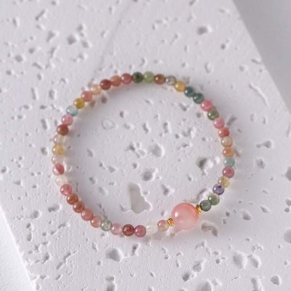 Colored Tourmaline Beaded Bracelet