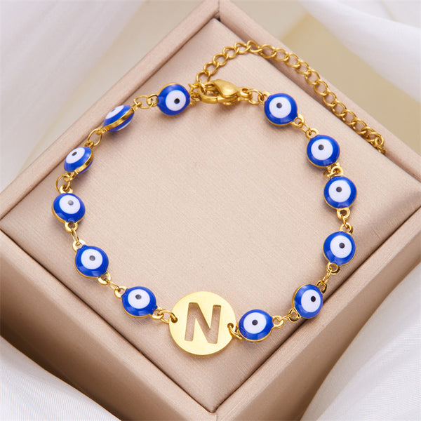 Initial LetterEvil Eye Charm Bracelet