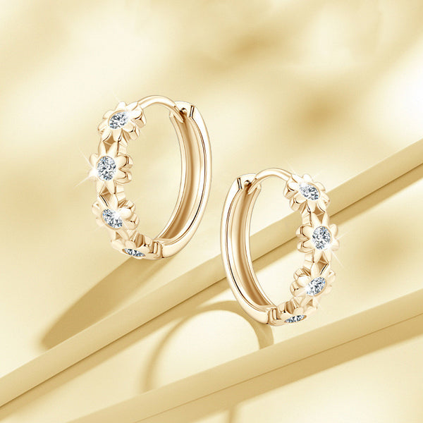 Moissanite Daisy Hoop Wedding Earrings