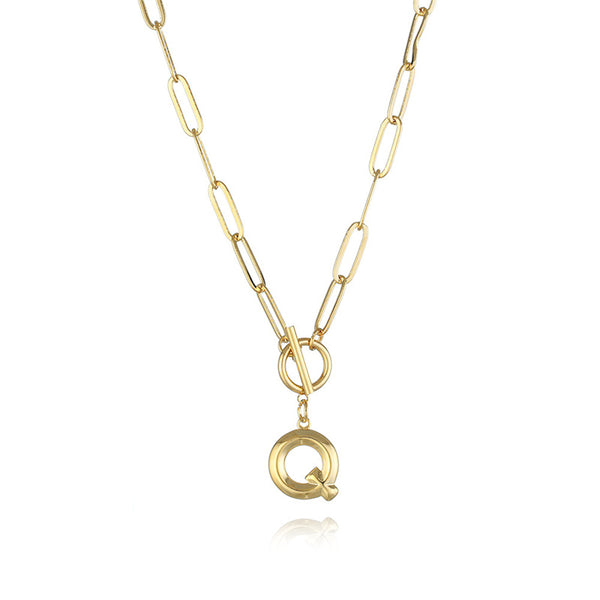 Gold Initial Letter Pendant Necklace