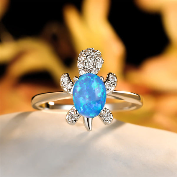 Color Gemstone Sea Turtle Band Ring