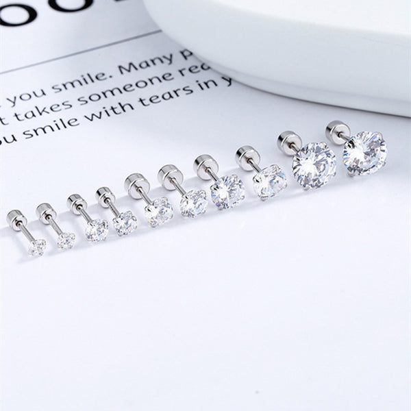 Four-Prong Zircon Stud Earrings