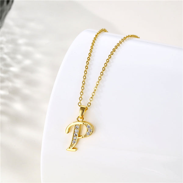 Gold Initial Letter Pendant Necklace