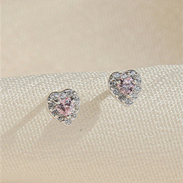 Pink Heart Stud Earrings