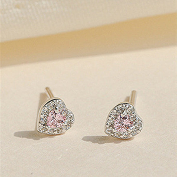 Pink Heart Stud Earrings