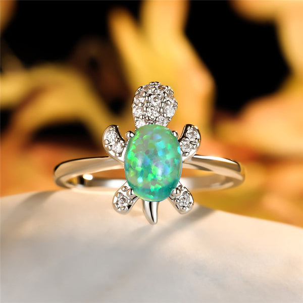 Color Gemstone Sea Turtle Band Ring