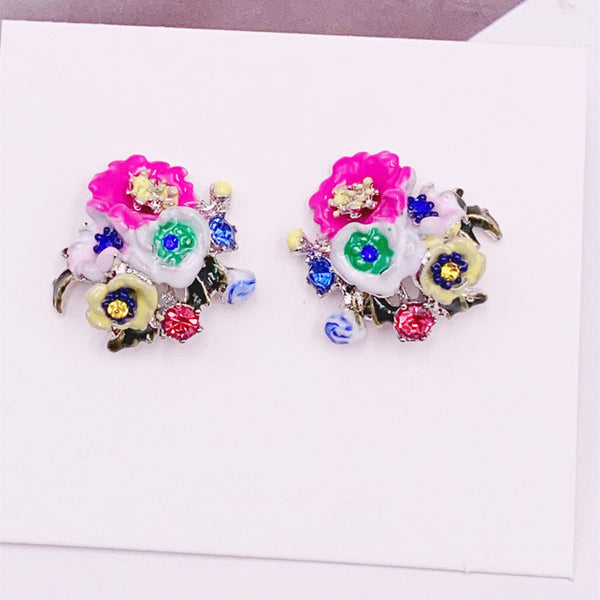 Dainty Flower Enamel Earrings