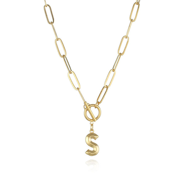 Gold Initial Letter Pendant Necklace