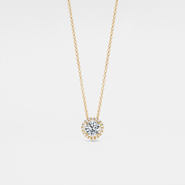 Moissanite Halo Circle Wedding Necklace